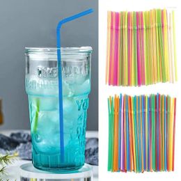 Disposable Cups Straws 100PCS Drinking Flexible For Cocktail Long Juice Drinks