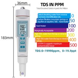 New 4 in 1 PH/EC/TDS&Temperature Meter Waterproof PH Meter LED Water Quality Monitor Tester PH tester for Pools Drinking Water