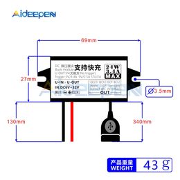 DC-DC 24V 12V to 5V 3.4A 24W Car Power Converter QC2.0 3.0 USB Fast Charger Charging Buck Power Supply Module