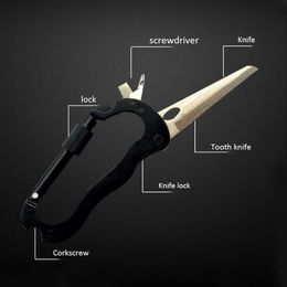 Multifunctional Self Defence Tools Climbing Carabiner Security Hook Gear Buckle Outdoor Safety defensa personal Tactical Knife