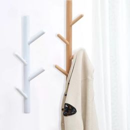 Wooden 4 Hooks Nordic Creative Wall Coat Rack North Europe Clothes Hanger Solid Wood Bedroom Wall Hanging Bag Rack Home Decor