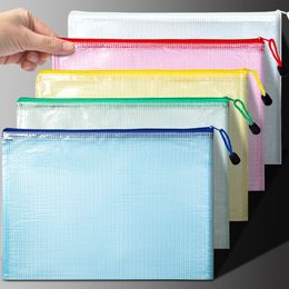 10PCS Stationery Storage Folder Mesh Zipper Pouch A4 Document Bag Zip File Folders School Office Supplies