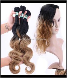 Hair Products Drop Delivery 2021 Ladies Body Wave Bulks European Trend Women Ombre Double Colour Extensions Wavy Weave Wefts Bulk H2028716