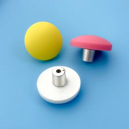 Rubber Door Handles Children Colourful Pink Blue Yellow Round Kitchen Cabinet Knobs and Handles Furniture Handle Drawer Pulls