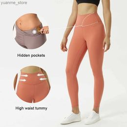 Yoga Outfits Lulu Womens Soft High Waisted Leggings Tummy Control Elastic Butt Lifting Yoga Pants Y240410