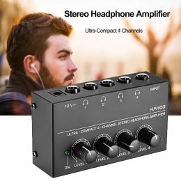 Amplifier Kebidu Amplifier HA400 Audio Stereo Amp UltraCompact 4 Channels Headphone Amplifier with EU Adapter for Music Mixer Recording