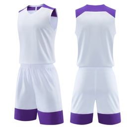 Kids Men Women Basketball Jersey Set Child Men Blank Basketball Uniforms V-Neck Training Vest Double Pocket Shorts Sports Suit