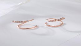 100 Real 925 Sterling Silver Spiral Stud Earrings for Women Korea Rose Gold Geometric Ear Jewellery Christmas Gifts YME5927933247