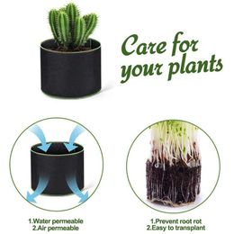 2Pcs Grow Bag Black Multi Size Fabric Nursery Pot Plant Pouch Root Container Vegetables Flower Planter DIY Potato Gardening