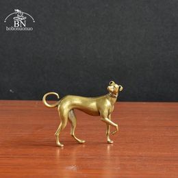 Solid Brass Loyal Dog Desk Ornaments Vintage Copper Animal Miniatures Figurines Decorations Gifts Home Decor Crafts Accessories