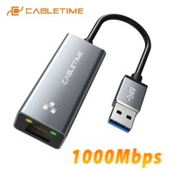 Cards CABLETIME USB Ethernet Adapter LAN RJ45 Network Card 1000Mbps for Nintendo Switch Laptop Dell Ethernet Usb C358