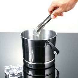 Large Capacity Ice Bucket Portable Stainless Steel Ice Bucket Champagne Ice Bucket Bar Ice Bucket Ice Cube Tool 1L 240407