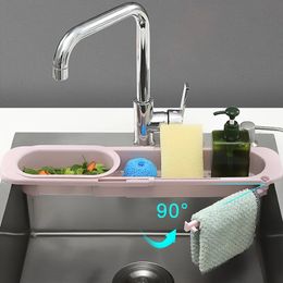 Kitchen Sinks Organiser Telescopic Sink Rack for Soap Towel Rack Home Supply Kitchen Accessories Adjustable Shelf Storage Rack