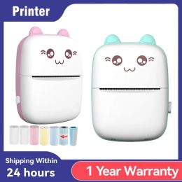 Printers Portable HD Mini Thermal Printer Portable Bluetooth Wireless Cute Cat 57mm Photo Label Pocket DIY Use Printing For iOS/Android