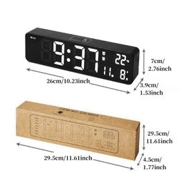 10.23Inch Large Digital Wall Clock TEMP Date Week Dual Alarms Night Mode Voice Control Touch Snooze Table Clock 12/24H LED Clock