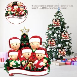 Personalized Survivor Family Of 6 with Mask Christmas Tree Hanging Ornaments DIY Name Blessing 2021 Christmas Party Gift Pendant