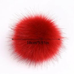 10cm Faux Mink Fur PomPoms Ball with Loops Solid Colour Faux Fur Ball Pom Pom Women Winter Clothing Hat Cap Beanies Accessories