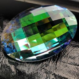 H&D Colourful Oval Drop Hanging Crystals Chandelier Prisms Rainbow Maker Suncatcher Feng Shui Ornament 76mm Home Wedding Decor