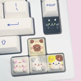 Accessories Handmade Siamese cat Keycaps DSA Height Cute Girl Gift Cartoon Cat Keycaps MX Axis Mechanical Keyboard ESC Personalised Keycaps