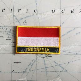 INDONESIA National Flag Embroidery Patches Badge Shield And Square Shape Pin One Set On The Cloth Armband Backpack Decoration