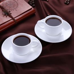 70ml Small Capacity Pure White Coffee Cup And Saucer Set Italian ESPRESSO SHOT Bistro Coffee Mug Tazas Para Espressotasse Kopjes