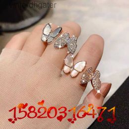 High End Vancefe Brand Designer Rings for Women Butterfly Ring with Full Diamonds Three Luxury Index Finger Ring Senior Brand Logo Designer Jewellery