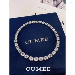 Chains CUMEE Fashion White High Fire Colour Carbon Diamond Necklace For Women Silver Plated Gold