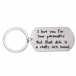 Keychains 12PC Lot I Love You Keychain Dog Tag Stainless Steel Keyring For Couple Girlfriend Boyfriend Wife Husband Key Chain Funn294E