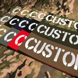 Reflective Material 25cm Custom Laser Back Big Patch Name Tapes White Letters Morale Tactics Military Airsoft