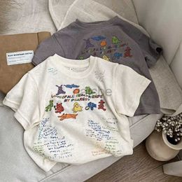 T-shirts 2023 Cartoon Baby T-shirts Korea Style Childrens Baby Short Sleeve Printing Tees For Boys Girls 240410