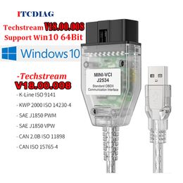 MINI VCI Interface FOR TOYOTA TIS Techstream MINIVCI FT232RL Chip J2534 OBD2 Diagnostic Cable Supports TIS OEM Diagnostic SW