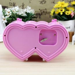 Music Trinket Box Heart Shape Ballerina Design ABS Storage Holder Clockwork Music Jewelry Box for Ring