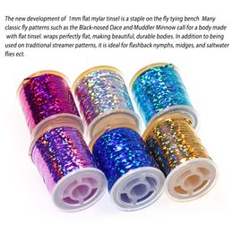 Vampfly 1mm Fly Tying Flat Mylar Tinsel Flash Tape Holographic Tinsel For Fishing Flies Flashback Nymphs Saltwater Streamer Fly