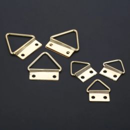 10/20pcs Triangle D Ring Photo Frame Hooks Hanging Picture Oil Painting Mirror Gold 16mm-25mm w/screws Hanger Wall Holder Alloy