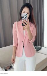 Women's Suits Spring And Summer High-end Suit Jacket Solid Color 4/3 Sleeves Professional Style Temperament Casual Top