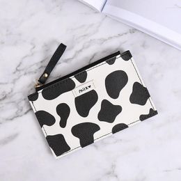 Storage Bags PU Leather Coin Purse Korean Version Cute Cow Print Ultra-thin Zipper Multi-card Large Capacity Portable Money Clip Female