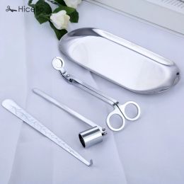 4pcs/kit Candle Bell Snuffer Wick Trimmer Hook Tray Luxury Steel accessory Holder Scissors Home Decor Rose Gold Silver Black