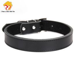 1 Piece Genuine Leather Durable Pet Dog collar Brown Black Red Orange Pink Green Blue for Puppy Large Dog Collar Size XS S M L