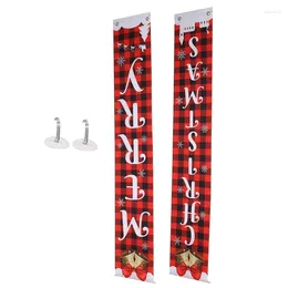 Decorative Figurines Christmas Banner Decorations Welcome Sign Porch Hanging For Home Holiday Party Decor