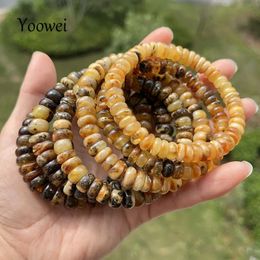 2024 Original Amber Bracelet for Unisex Unique Handmade Irregular Flat Bead Dividers Natural Stone Jewellery Factory Supplier 240410