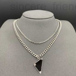 Bracelet & Necklace designer P home fashion double layered triangle diamond necklace men and women Europe America hip hop trend personality ins style KP5C