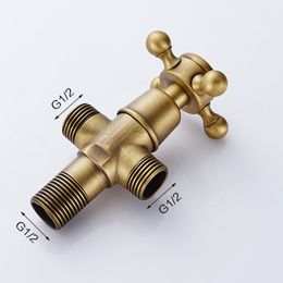 High quality New 1/2"malex 1/2" male Brass Bathroom Angle Stop Valve Antique finish Filling valves bathroom part