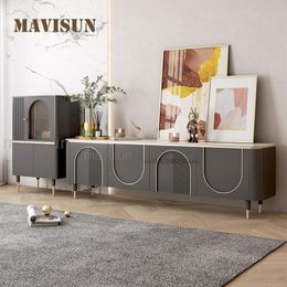 Light Luxury Designer Custom Living Room Modern Home Tv Cabinet Italian Minimalist Tv Cabinet Grey Hotel Household Furniture