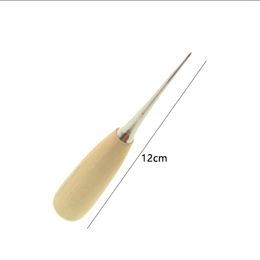 1Pc Wooden Handle Awls DIY Leather Tent Sewing Awl Shoes Repair Tool Hand Stitcher Leather Craft Awl Punch Hole Leather Tools