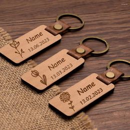 Hooks Custom Wood Key Chain Personalised Engraved Keychain Father's Gift And Leather Keyring DIY Gifts Accessories For Men