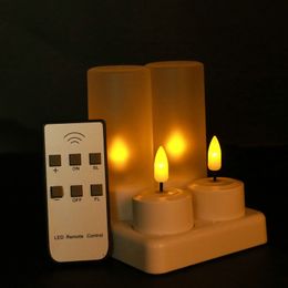4/6/12pcs Rechargeable Romantic Led Candle 3D Flame TeaLight Candle lamp Remote controlled Christmas Wedding Party Decoration