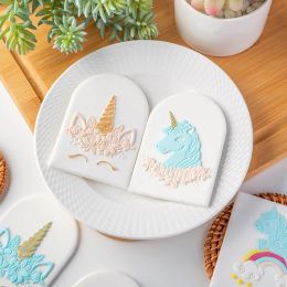 Cute Unicorn Birthday Cookie Plunger Cutters Fondant Cake Mould Biscuit Sugarcraft Cake Decorating Tools Cookie Stamp