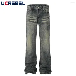 Men's Jeans Washed Distressed Mens Pocket Ripped Summer Loose Straight Denim Pants Men Trousers