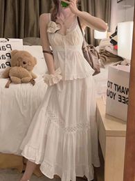 Work Dresses Slim Sweet 2 Piece Set Women Summer Lace Simple Spliced Suit Female Pure Colour Fairy Strap Tops Elegant White Skirt Korean