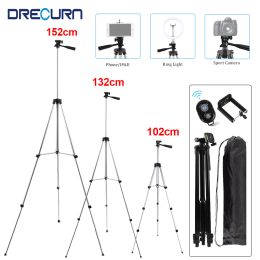 Tripods DRECURN 152 132 102 cm Professional Digital DSLR Camera Tripod Universal Mobile Phone Tripod Stand Aluminium Travel Tripode Para